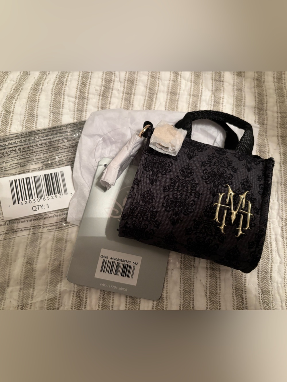 Disney Parks The Haunted Mansion Mini Tote Coin Purse Bag Charm